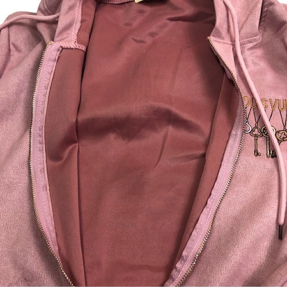 Designer Pink Embroidered Hooded Jacket - Picture 8 of 11